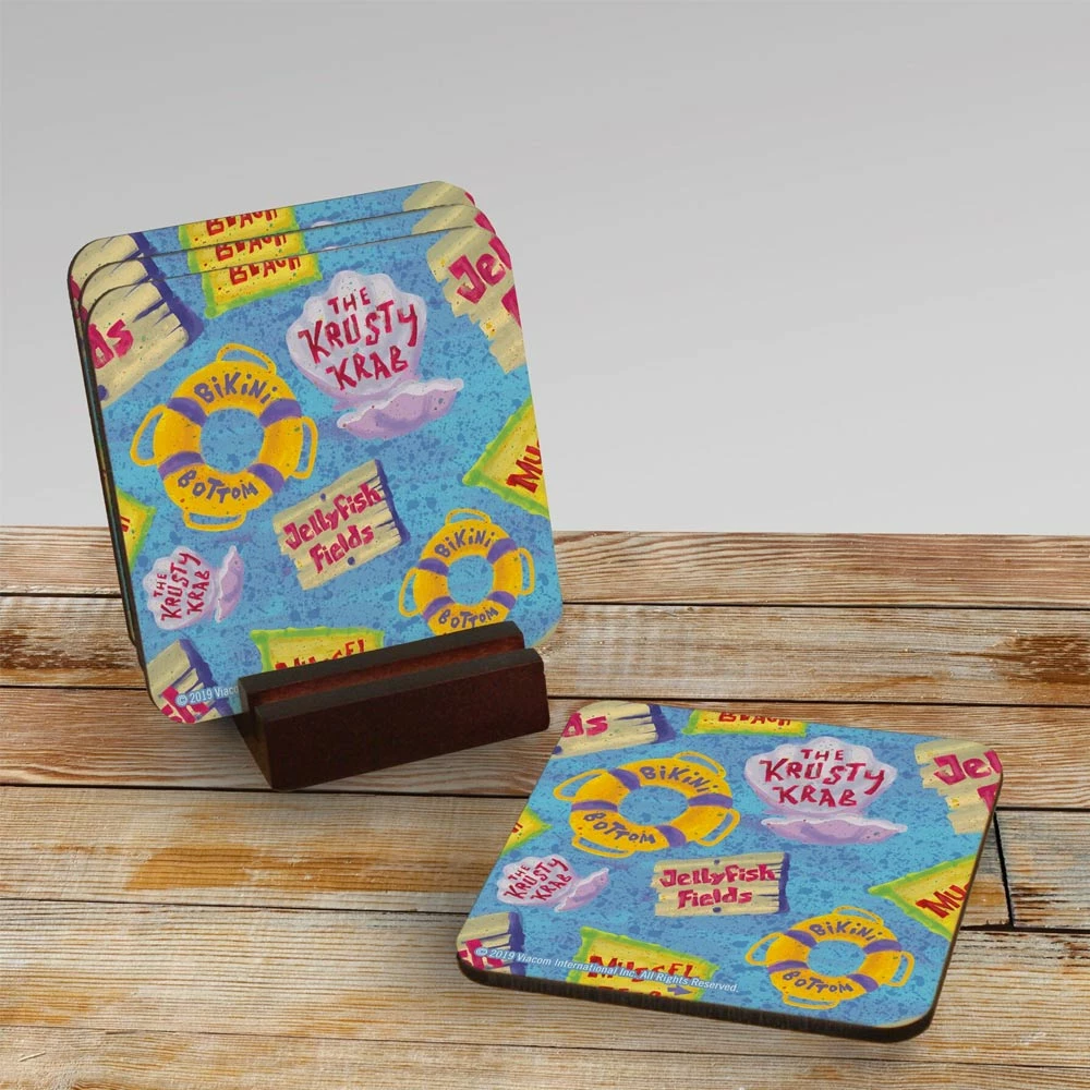 Progift The Krusty Krab Pattern Coaster - Set Of 4 1 Progift The Krusty Krab Pattern Coaster - Set Of 4