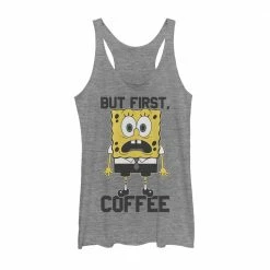 Fifthsun Clothing SpongeBob SquarePants First Coffee Women's Racerback Tank Top