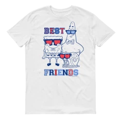 Monster Digital SpongeBob SquarePants Red, White And Blue Best Friends Adult Short Sleeve T-Shirt Clothing