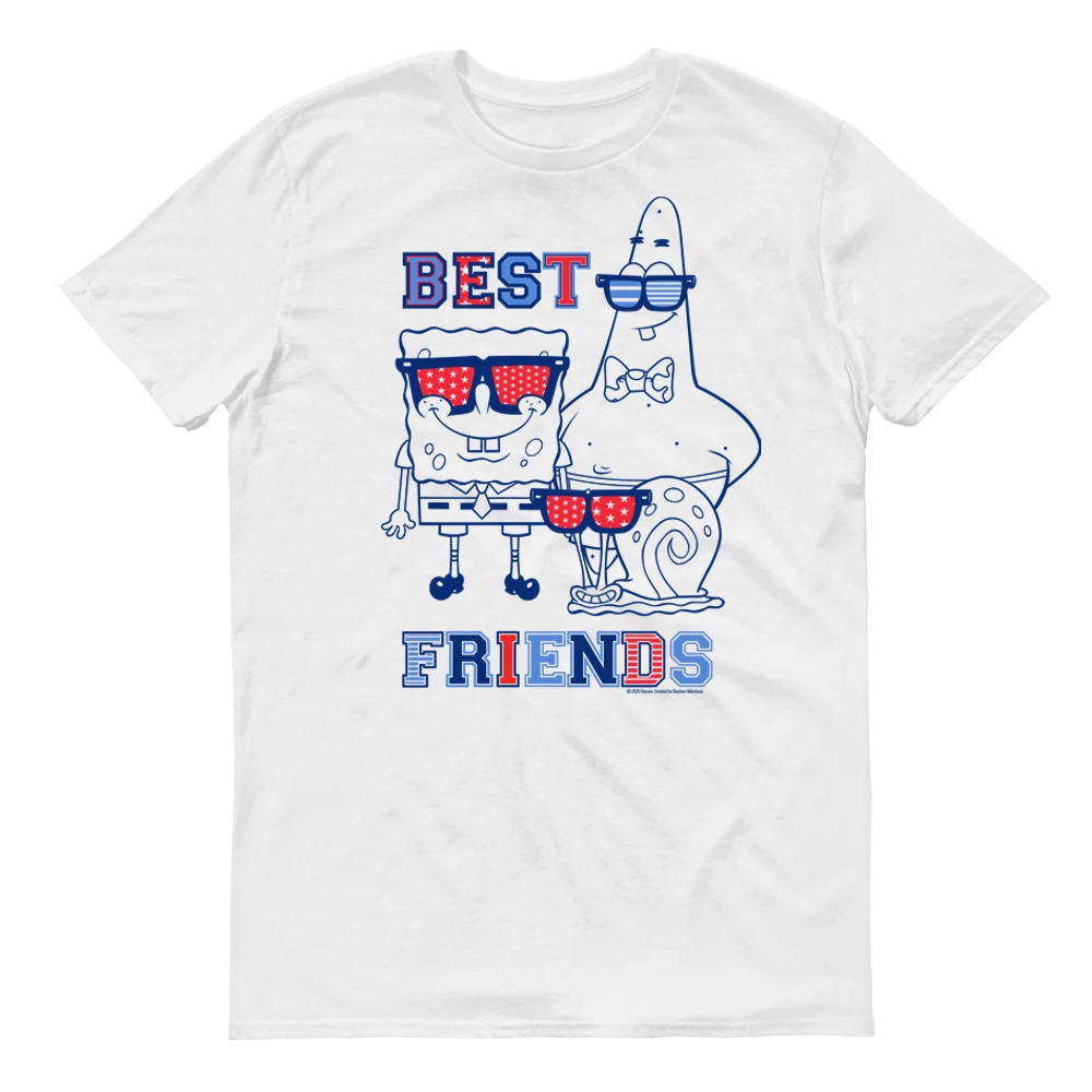 Monster Digital SpongeBob SquarePants Red, White And Blue Best Friends Adult Short Sleeve T-Shirt Clothing 1 Monster Digital SpongeBob SquarePants Red, White And Blue Best Friends Adult Short Sleeve T-Shirt Clothing
