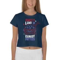 Printful SpongeBob SquarePants The Krusty Krab Land Of Krabby Patties Women's Crop T-Shirt