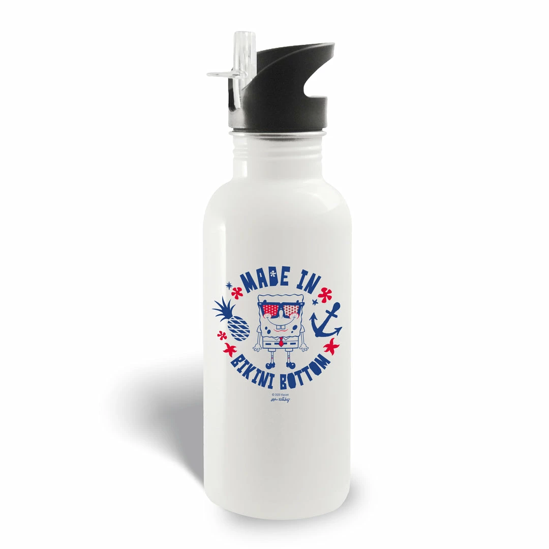 Photomugs Drinkware SpongeBob SquarePants Made In Bikini Bottom 20 Oz Screw Top Water Bottle With Straw 1 Photomugs Drinkware SpongeBob SquarePants Made In Bikini Bottom 20 Oz Screw Top Water Bottle With Straw