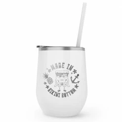 Monetyze-vismark Drinkware SpongeBob SquarePants Made In Bikini Bottom Laser Engraved Tumbler With Straw