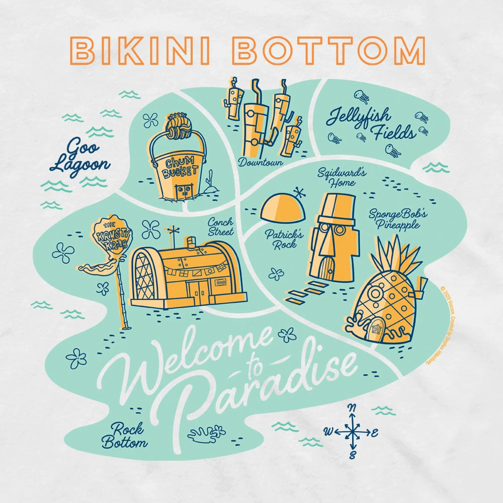 Monster Digital SpongeBob SquarePants Welcome To Paradise Adult Short Sleeve T-Shirt Clothing 2 Monster Digital SpongeBob SquarePants Welcome To Paradise Adult Short Sleeve T-Shirt Clothing