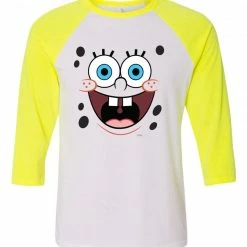 Wild-bobby Clothing SpongeBob SquarePants Big Face Raglan Sleeve Baseball T-Shirt