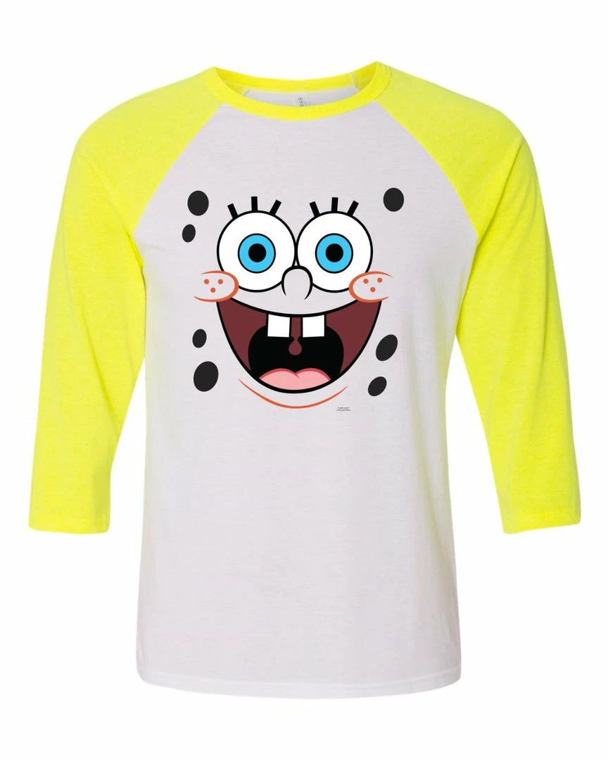 Wild-bobby Clothing SpongeBob SquarePants Big Face Raglan Sleeve Baseball T-Shirt 1 Wild-bobby Clothing SpongeBob SquarePants Big Face Raglan Sleeve Baseball T-Shirt