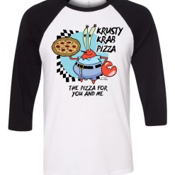 Wild-bobby SpongeBob SquarePants The Krusty Krab Pizza Raglan Sleeve Baseball T-Shirt