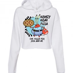 Wild-bobby SpongeBob SquarePants The Krusty Krab Pizza Womens Cropped Fleece Hooded Sweatshirt
