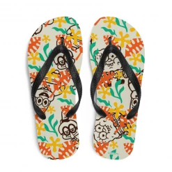 Printful SpongeBob SquarePants Sponge On The Run Camp Coral Floral Adult Flip Flops
