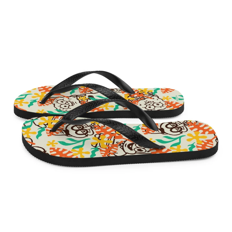 Printful SpongeBob SquarePants Sponge On The Run Camp Coral Floral Adult Flip Flops 2 Printful SpongeBob SquarePants Sponge On The Run Camp Coral Floral Adult Flip Flops