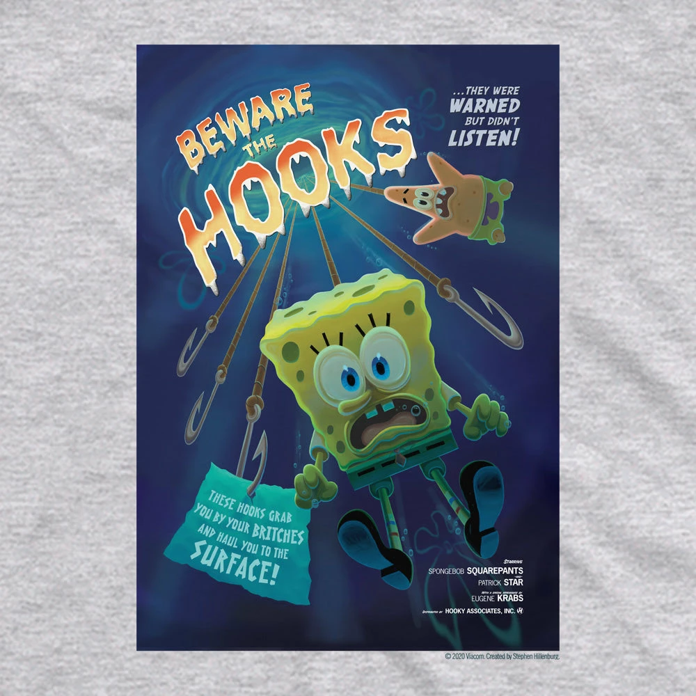 Monster Digital SpongeBob SquarePants Beware The Hooks Adult Short Sleeve T-Shirt 2 Monster Digital SpongeBob SquarePants Beware The Hooks Adult Short Sleeve T-Shirt