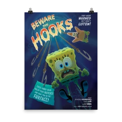 Circlegraphics SpongeBob SquarePants Beware The Hooks Premium Satin Poster