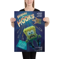 Circlegraphics SpongeBob SquarePants Beware The Hooks Premium Satin Poster