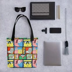 Printful Accessories SpongeBob SquarePants Characters Grid Premium Tote Bag