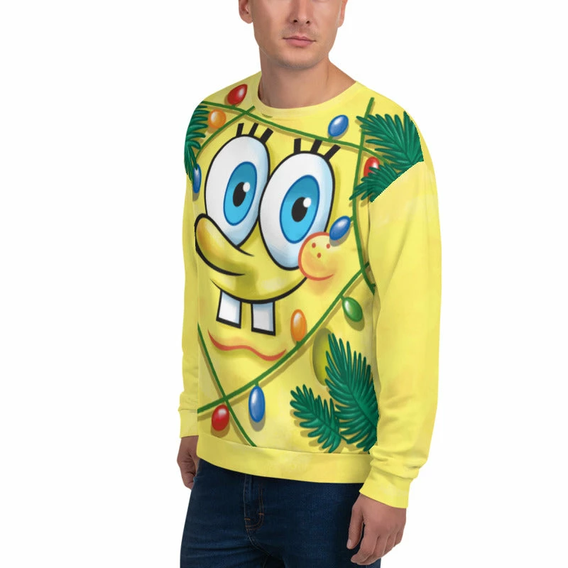 Printful SpongeBob Holiday Festive Crew Neck Sweatshirt 7 Printful SpongeBob Holiday Festive Crew Neck Sweatshirt
