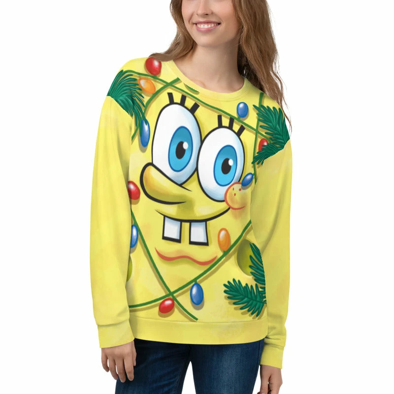 Printful SpongeBob Holiday Festive Crew Neck Sweatshirt 1 Printful SpongeBob Holiday Festive Crew Neck Sweatshirt
