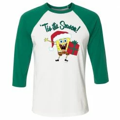 Dtg2go Clothing SpongeBob 'Tis The Season 3/4 Sleeve Baseball T-Shirt
