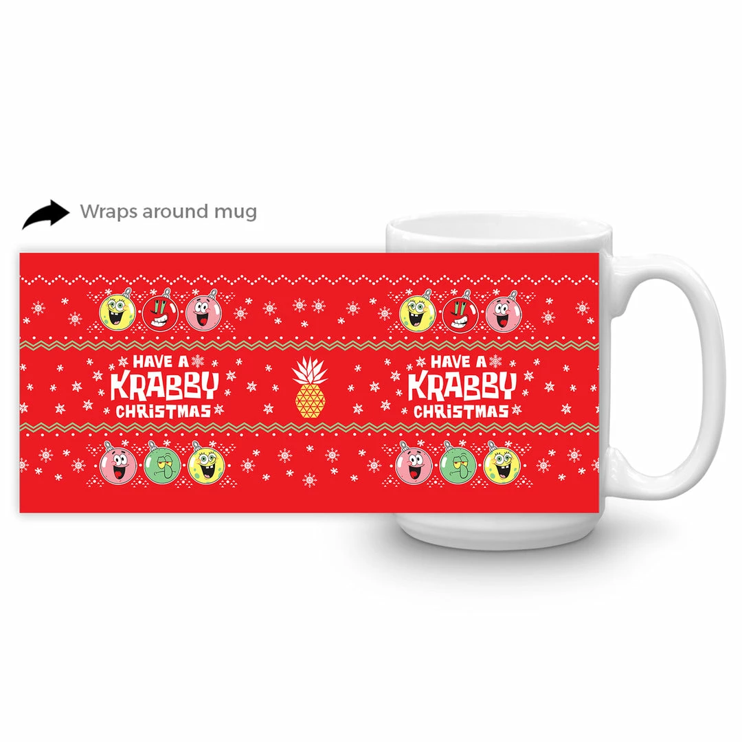 Monetyze-casetry Drinkware SpongeBob SquarePants Krabby Christmas Ugly Holiday White Mug 2 Monetyze-casetry Drinkware SpongeBob SquarePants Krabby Christmas Ugly Holiday White Mug
