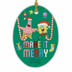 Photomugs Home & Office SpongeBob SquarePants Make It Merry Oval Ceramic Ornament