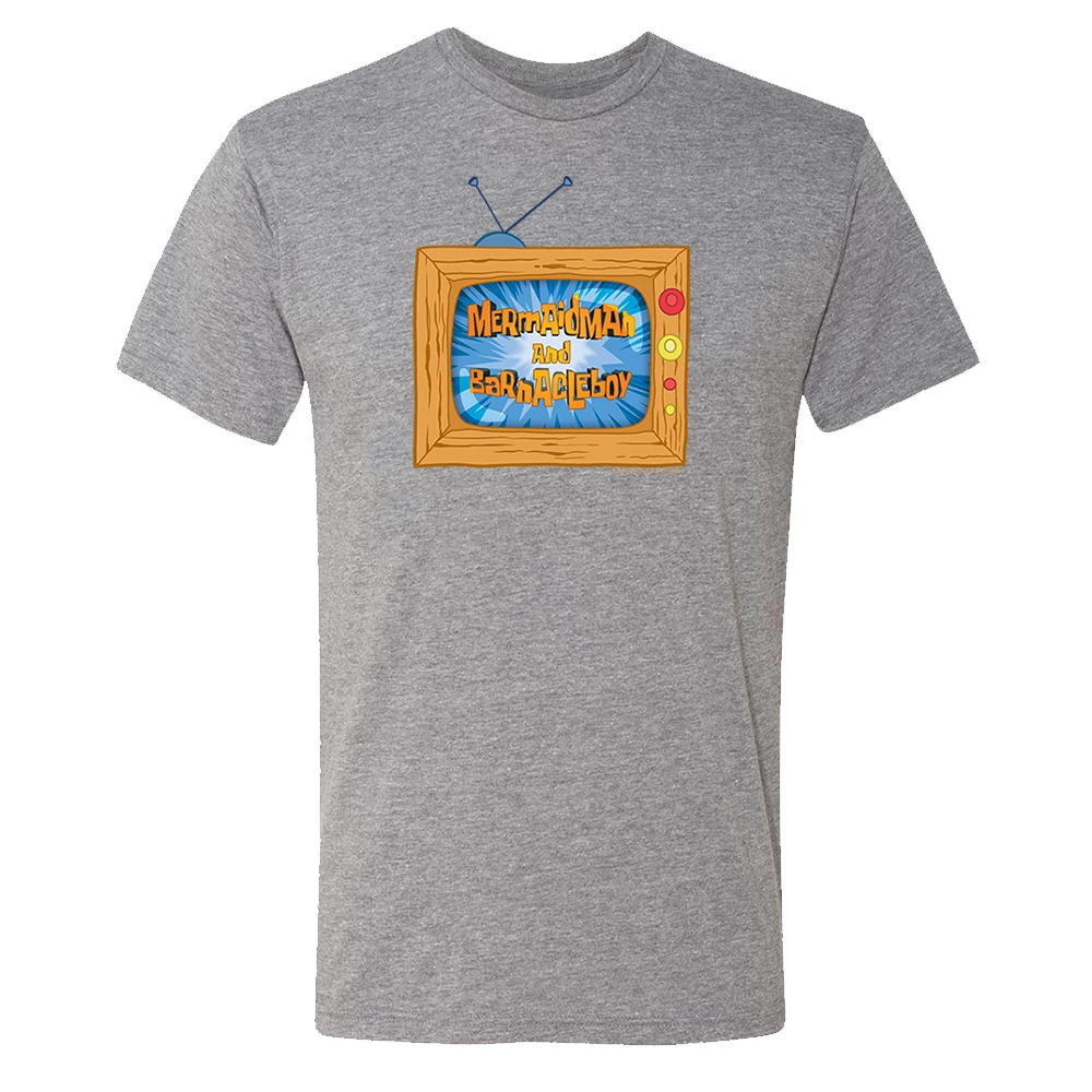 Monster Digital Clothing SpongeBob SquarePants Mermaidman And Barnacleboy TV Men's Tri-Blend T-Shirt 3 Monster Digital Clothing SpongeBob SquarePants Mermaidman And Barnacleboy TV Men's Tri-Blend T-Shirt