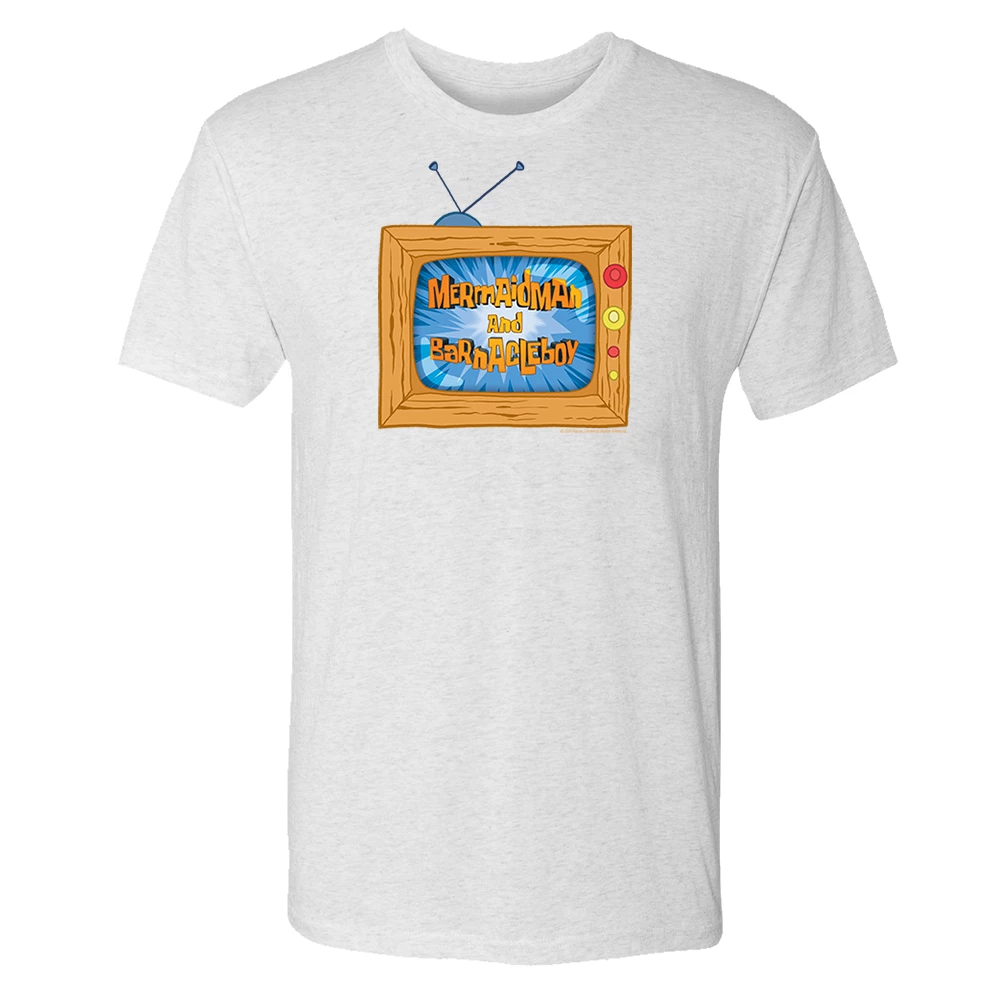 Monster Digital Clothing SpongeBob SquarePants Mermaidman And Barnacleboy TV Men's Tri-Blend T-Shirt 1 Monster Digital Clothing SpongeBob SquarePants Mermaidman And Barnacleboy TV Men's Tri-Blend T-Shirt