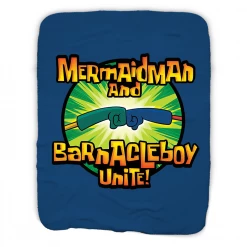 Progift Kids & Baby SpongeBob SquarePants Mermaidman And Barnacleboy Unite Logo Sherpa Blanket