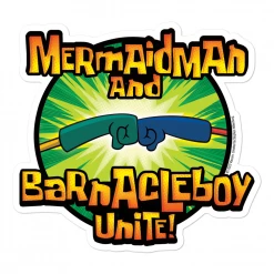 Printful Accessories SpongeBob SquarePants Mermaidman And Barnacleboy Unite Logo Die Cut Sticker