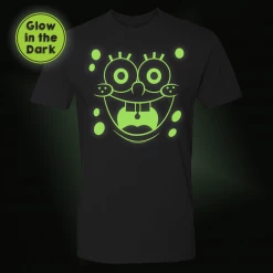 Wild-bobby Clothing SpongeBob SquarePants Glow In The Dark Big Face Short Sleeve Shirt
