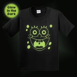 Wild-bobby SpongeBob SquarePants Glow In The Dark Big Face Kids Short Sleeve Shirt