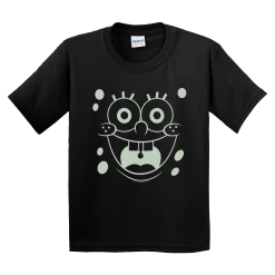 Wild-bobby SpongeBob SquarePants Glow In The Dark Big Face Kids Short Sleeve Shirt