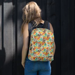Printful SpongeBob SquarePants Sponge On The Run Camp Coral Floral Premium Backpack