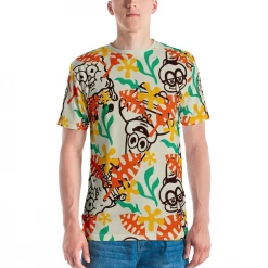 Printful SpongeBob SquarePants Sponge On The Run Camp Coral Floral Unisex Short Sleeve T-Shirt