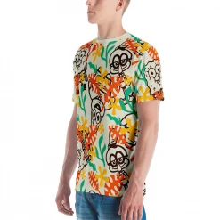 Printful SpongeBob SquarePants Sponge On The Run Camp Coral Floral Unisex Short Sleeve T-Shirt