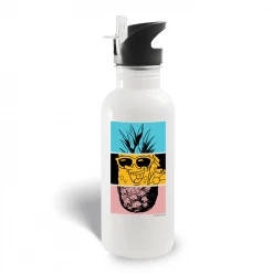 Photomugs SpongeBob SquarePants Sponge On The Run Feelin’ Fineapple 20 Oz Screw Top Water Bottle With Straw Drinkware