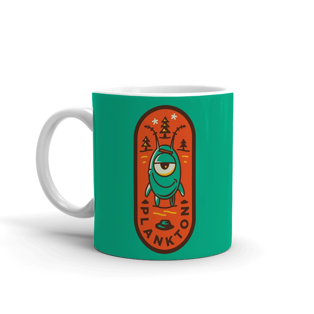 Spoke Drinkware SpongeBob SquarePants Sponge On The Run Plakton Badge White Mug 1 Spoke Drinkware SpongeBob SquarePants Sponge On The Run Plakton Badge White Mug