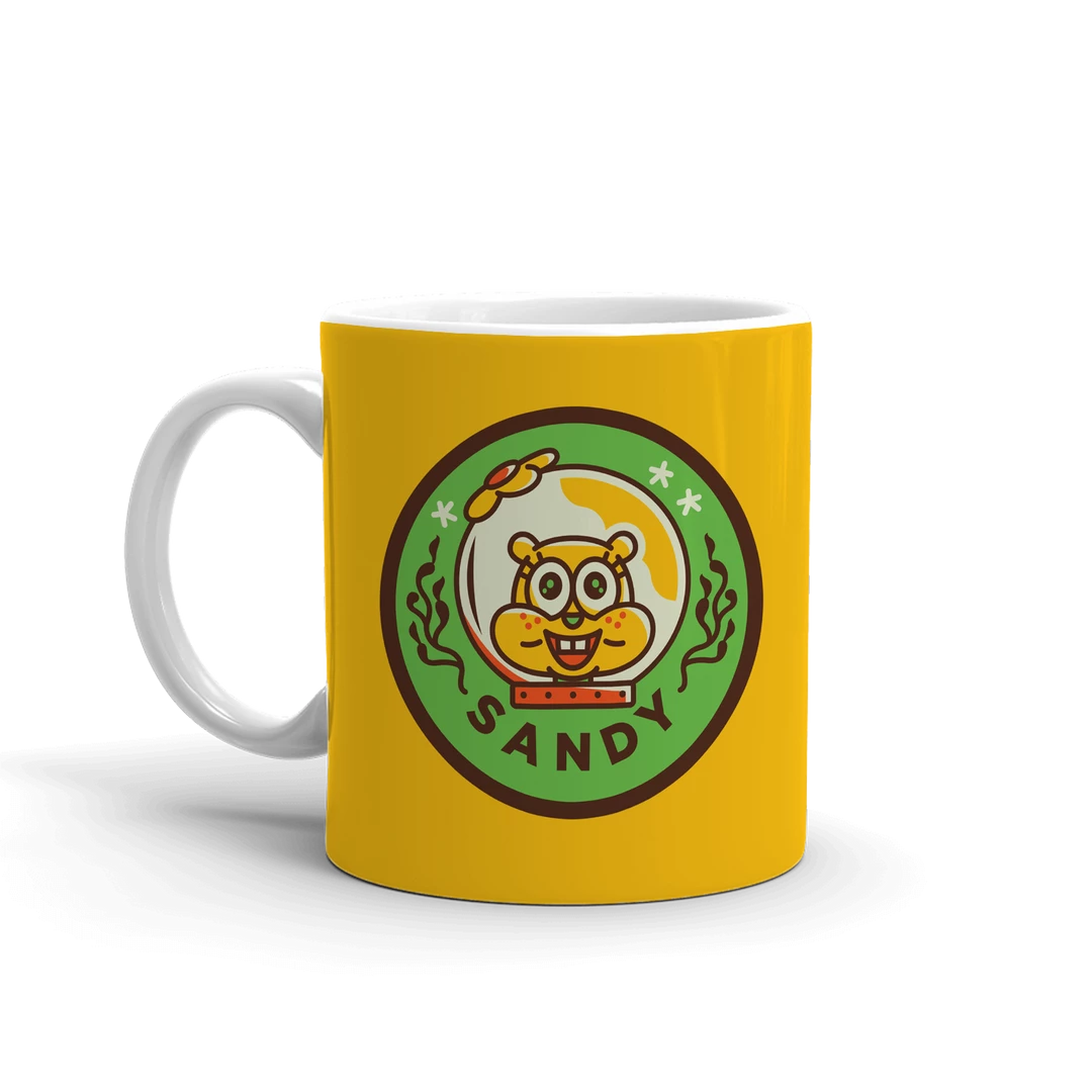 Spoke SpongeBob SquarePants Sponge On The Run Sandy Badge White Mug Drinkware 1 Spoke SpongeBob SquarePants Sponge On The Run Sandy Badge White Mug Drinkware