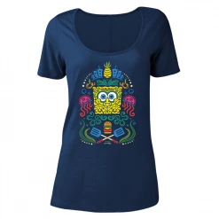 Dtg2go SpongeBob Sugar Sponge Full Color Women's Scoop Neck T-Shirt