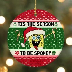 Photomugs SpongeBob SquarePants 'Tis The Season Round Ceramic Ornament