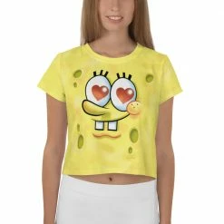 Printful SpongeBob SquarePants Heart Eyes Women's Crop T-Shirt Clothing