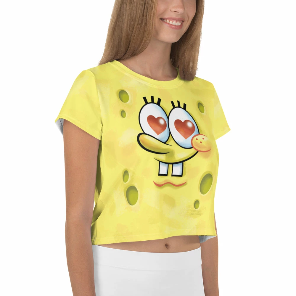 Printful SpongeBob SquarePants Heart Eyes Women's Crop T-Shirt Clothing 4 Printful SpongeBob SquarePants Heart Eyes Women's Crop T-Shirt Clothing