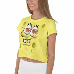 Printful SpongeBob SquarePants Heart Eyes Women's Crop T-Shirt Clothing 10 Printful SpongeBob SquarePants Heart Eyes Women's Crop T-Shirt Clothing