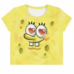 Printful SpongeBob SquarePants Heart Eyes Women's Crop T-Shirt Clothing