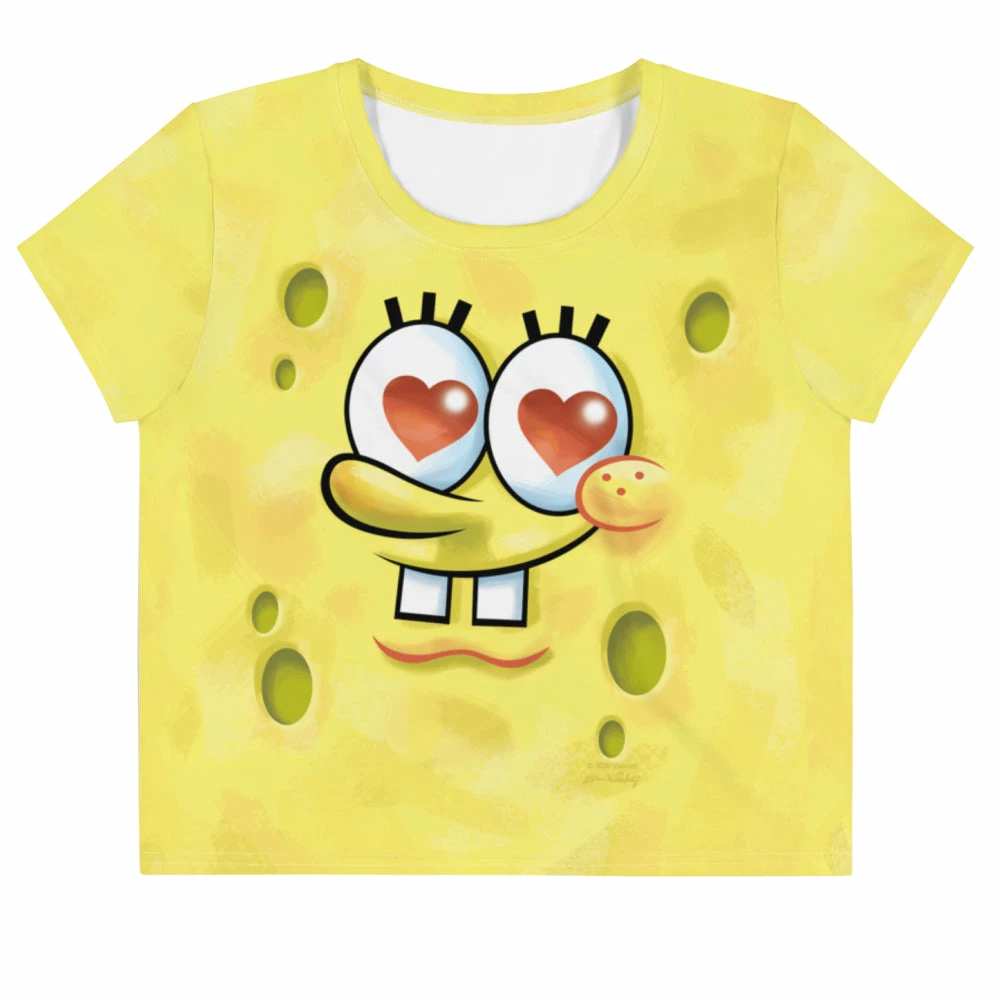Printful SpongeBob SquarePants Heart Eyes Women's Crop T-Shirt Clothing 1 Printful SpongeBob SquarePants Heart Eyes Women's Crop T-Shirt Clothing