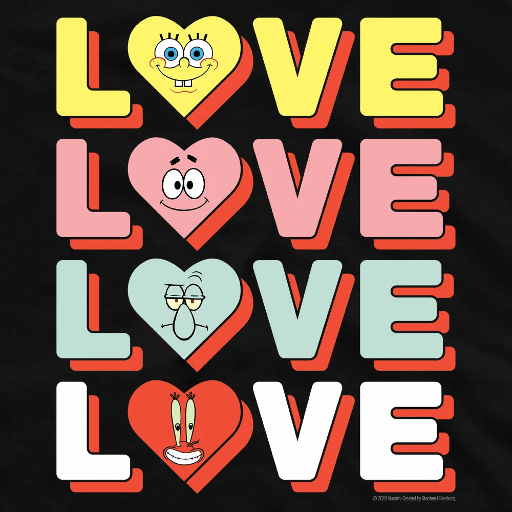 Monster Digital SpongeBob SquarePants Stacked Love Adult Short Sleeve T-Shirt 2 Monster Digital SpongeBob SquarePants Stacked Love Adult Short Sleeve T-Shirt
