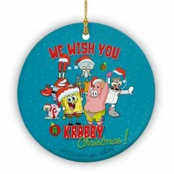 Photomugs SpongeBob SquarePants We Wish You A Krabby Christmas Round Ceramic Ornament