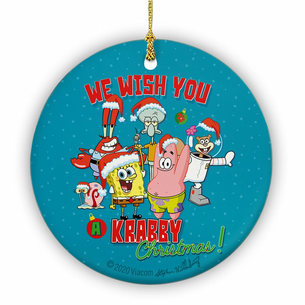 Photomugs SpongeBob SquarePants We Wish You A Krabby Christmas Round Ceramic Ornament 2 Photomugs SpongeBob SquarePants We Wish You A Krabby Christmas Round Ceramic Ornament