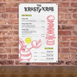 Progift The Krusty Krab Menu Metal Sign Home & Office
