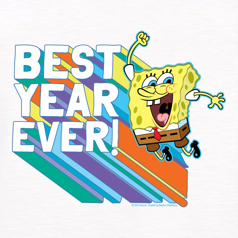 Dtg2go SpongeBob SquarePants Rainbow Best Year 3/4 Sleeve Baseball T-Shirt Clothing 2 Dtg2go SpongeBob SquarePants Rainbow Best Year 3/4 Sleeve Baseball T-Shirt Clothing