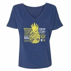 Dtg2go SpongeBob SquarePants Color Of Happy Women's Relaxed V-Neck T-Shirt Clothing