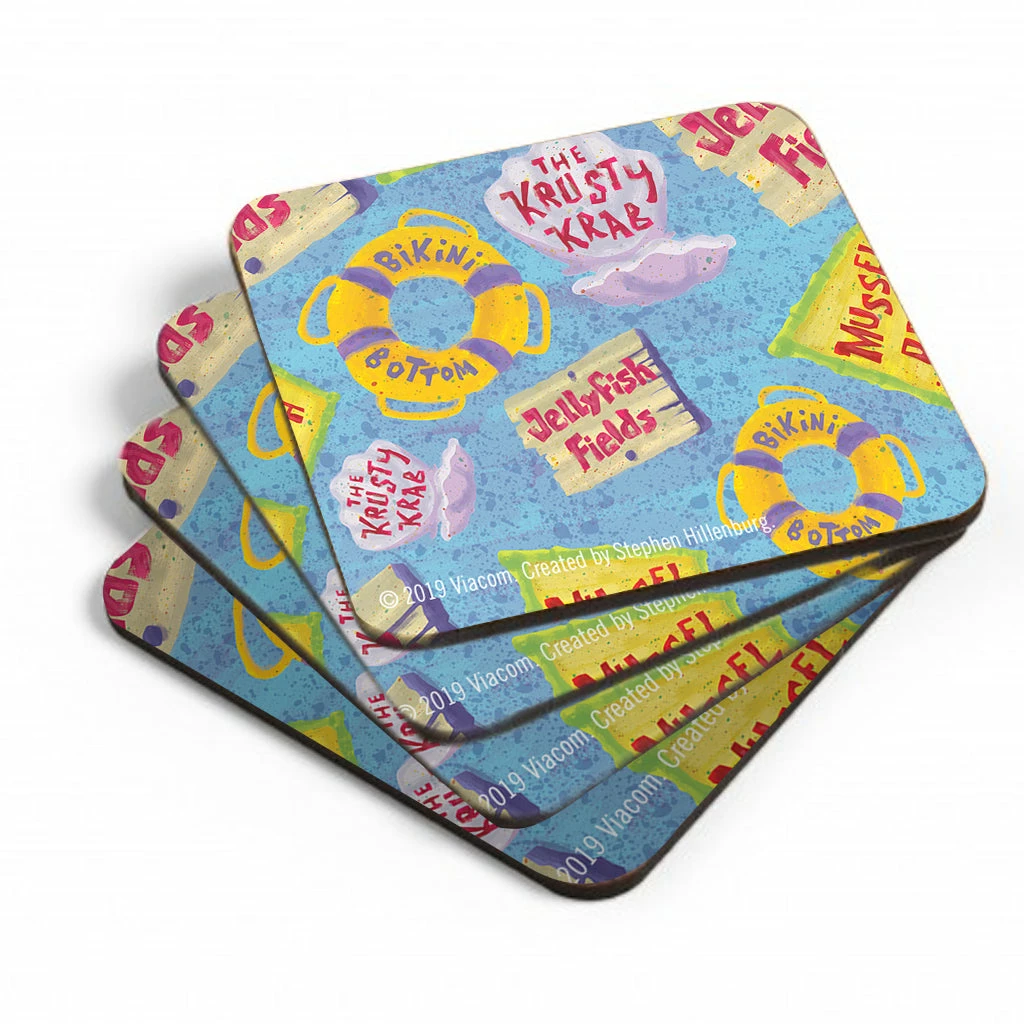 Progift The Krusty Krab Pattern Coaster - Set Of 4 2 Progift The Krusty Krab Pattern Coaster - Set Of 4